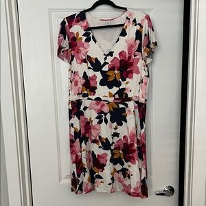Old Navy Floral Midi Dress - Pink and Navy